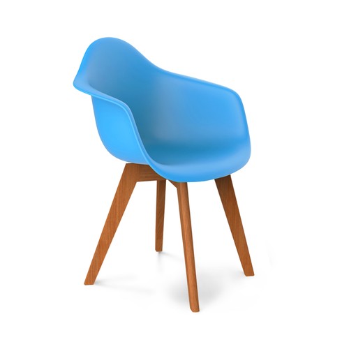 Купить Стул с пластиковым широким сиденьем и подлокотниками на деревянных ножках